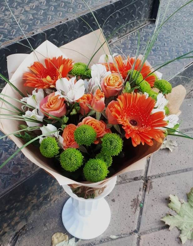 Букет цветов из: Герберы, Хризантемы, Альстромерии и Розы в Каново