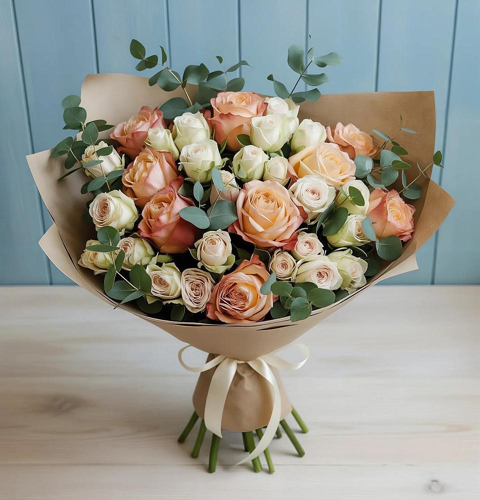 Букет цветов из: Альстромерии и Розы в Каново