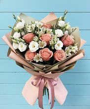 Букет цветов из:  Розы, Альстромерии и Лизиантусы в Каново