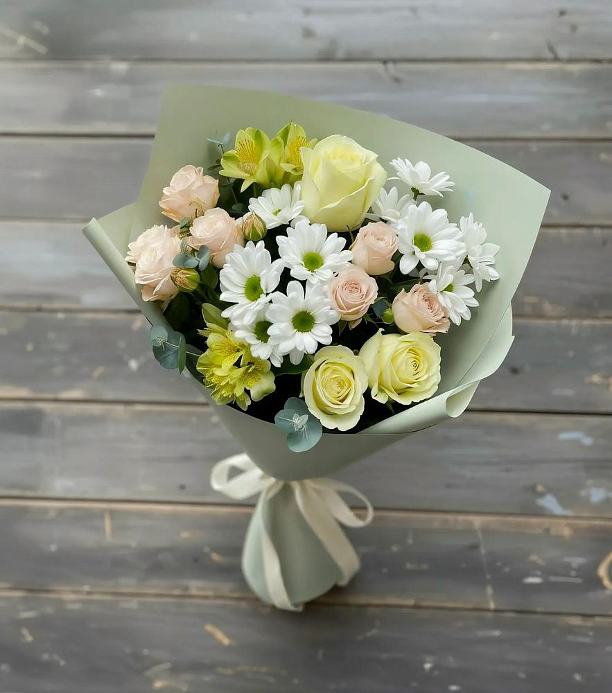 Букет цветов из: Альстромерии, Розы и Хризантемы в Каново