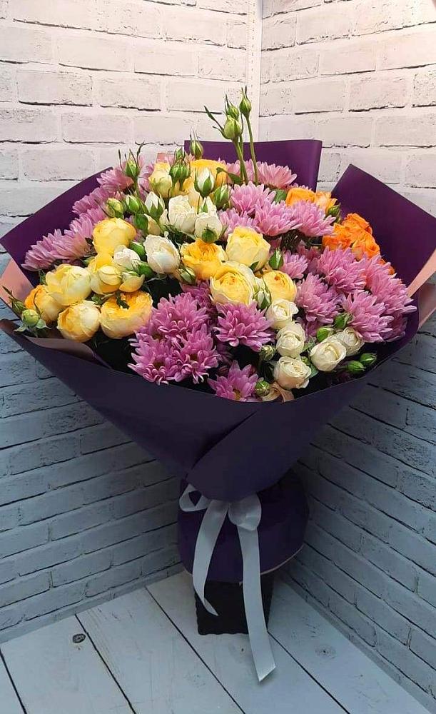 Букет цветов из: Хризантемы и Розы в Каново