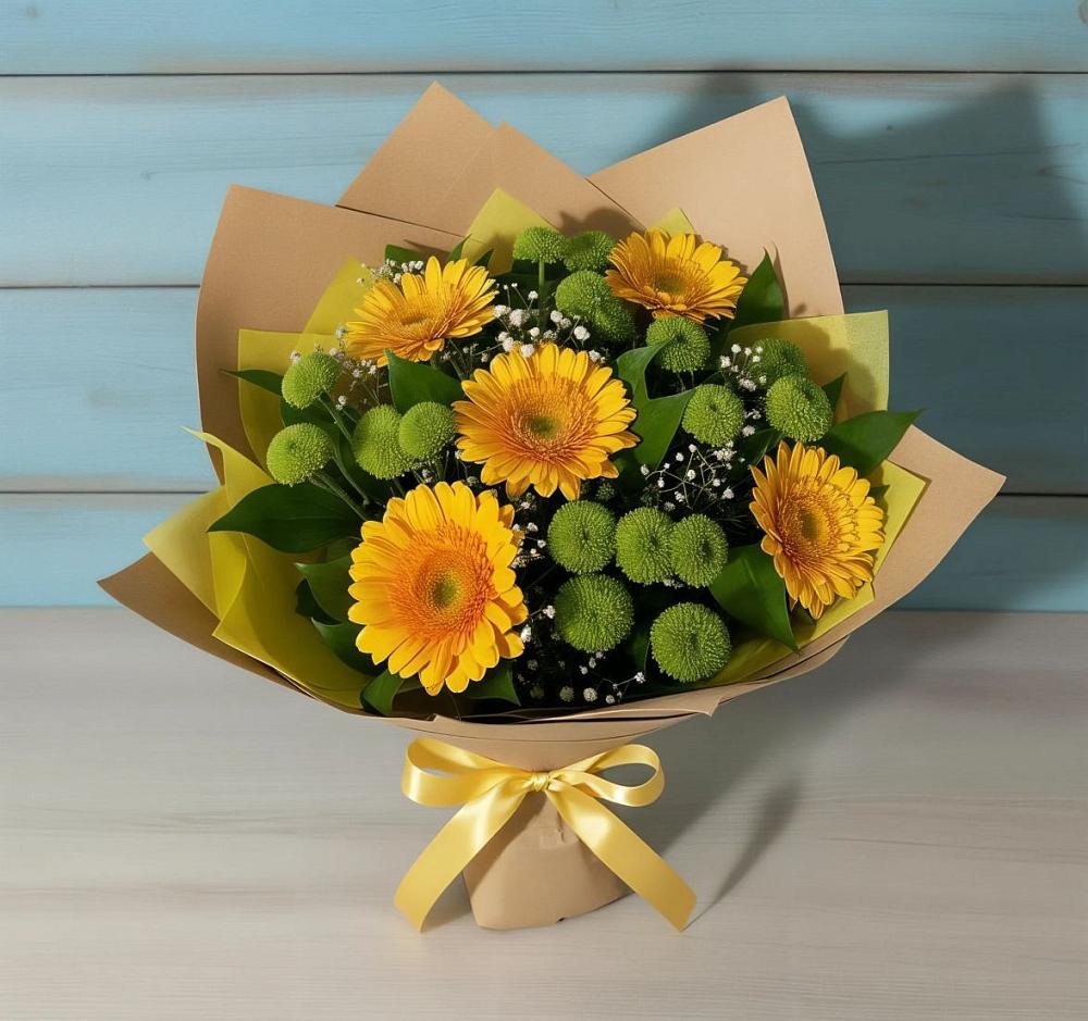 Букет цветов из: Герберы и Хризантемы в Каново