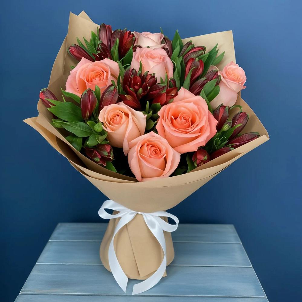 Букет цветов из: Розы и Альстромерии в Каново