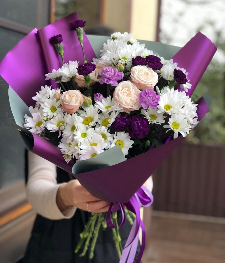 Букет цветов из: Хризантемы, Гвоздики и Розы в Каново