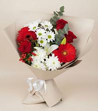 Букет цветов из:  Розы, Хризантемы, Герберы и Лилии в Каново