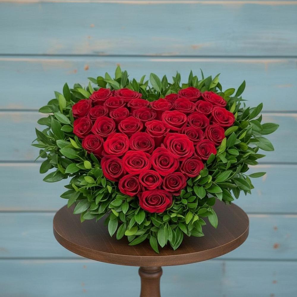 Цветочная композиция из Розы в виде сердца в Каново