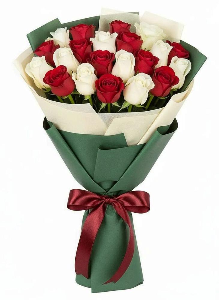 Букет Микс из красных и белых роз в Каново