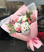 Букет цветов из:  Розы, Лизиантусы и Хризантемы #REPLACE_PRED# Каново