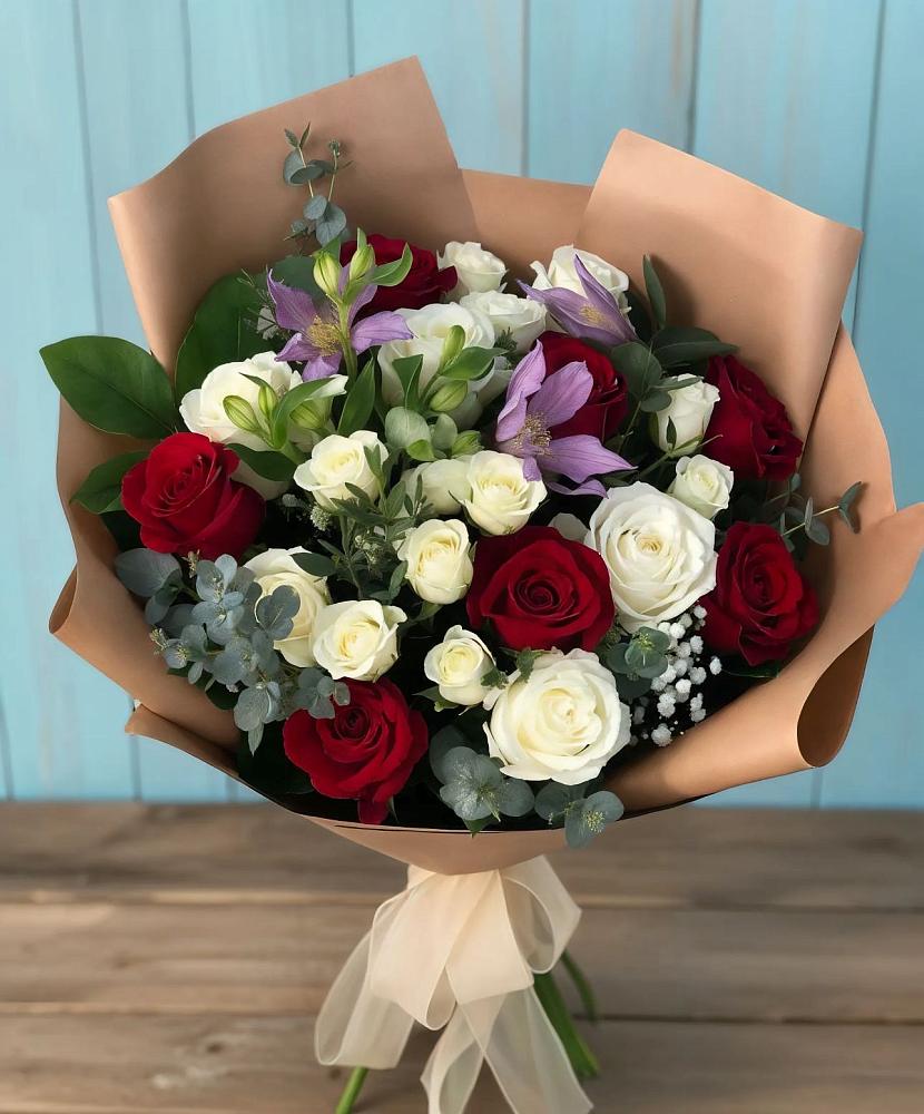 Букет цветов из: Розы и Альстромерии в Каново