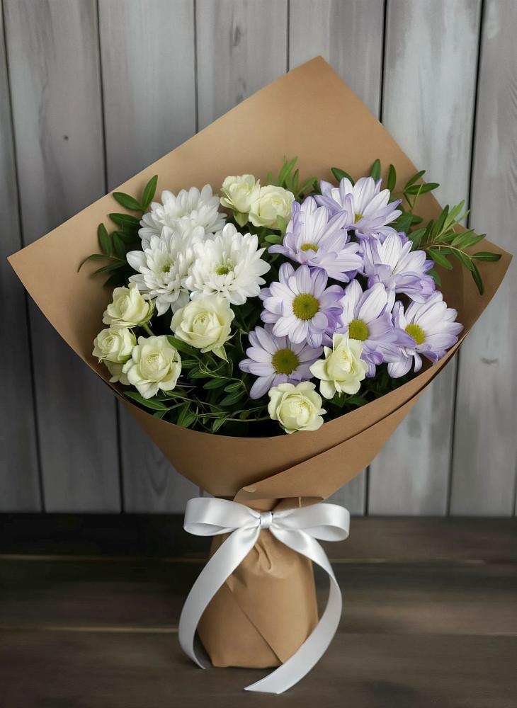 Букет цветов из: Хризантемы и Розы в Каново